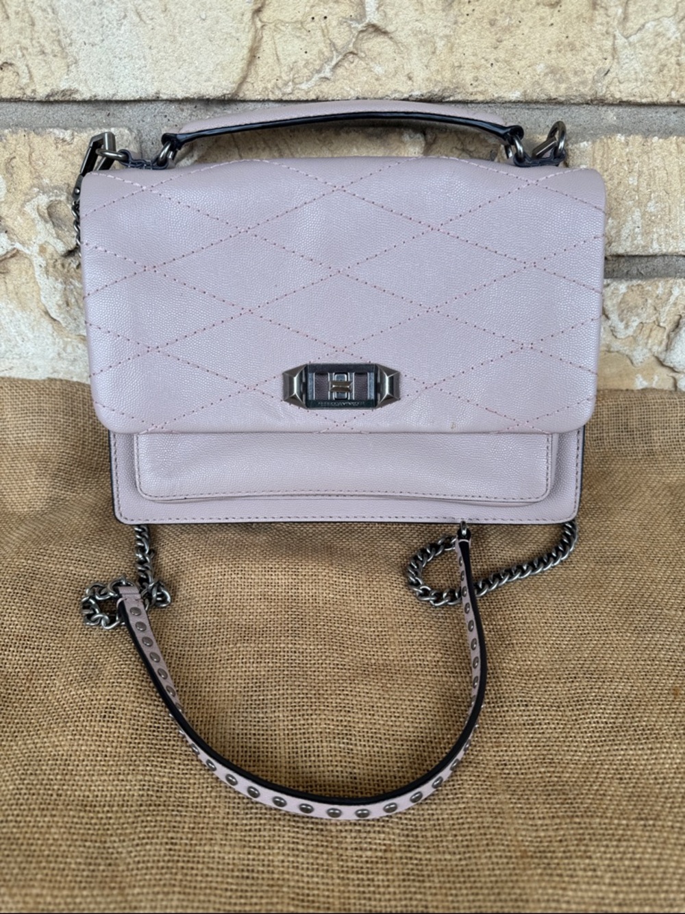 Rebecca Minkoff Leather Je T'aime Top Handle Crossbody handbag pink MSRP $349